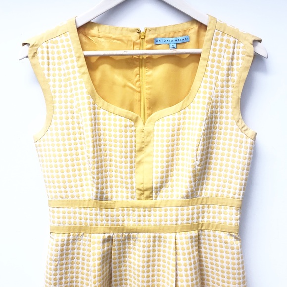 Antonio Melani Dress, Sleeveless, Yellow Polka Dot - Picture 2 of 7